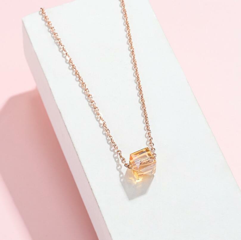 Titanium Rose Gold Charm Magic Champagne Crystal Lucky Cube