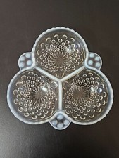 Vintage Fenton Moonstone Hobnail White Opalescent Relish Dish