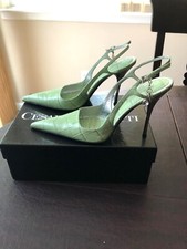 Rare and Unique Cesare Paciotti Dagger Charms Green Stiletto Hills Size 39 US 9