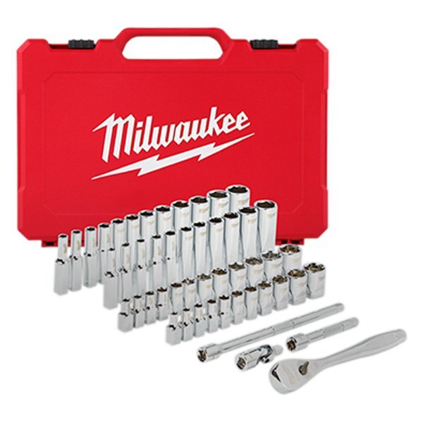 Milwaukee 1/4" Drive SAE/Metric Ratchet & Socket Set, 50 Pieces