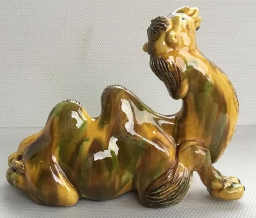 Vintage Ceramic Ornament Bactrian Camel Tri Colour Glaze Sancai Style Nativity - Picture 1 of 7