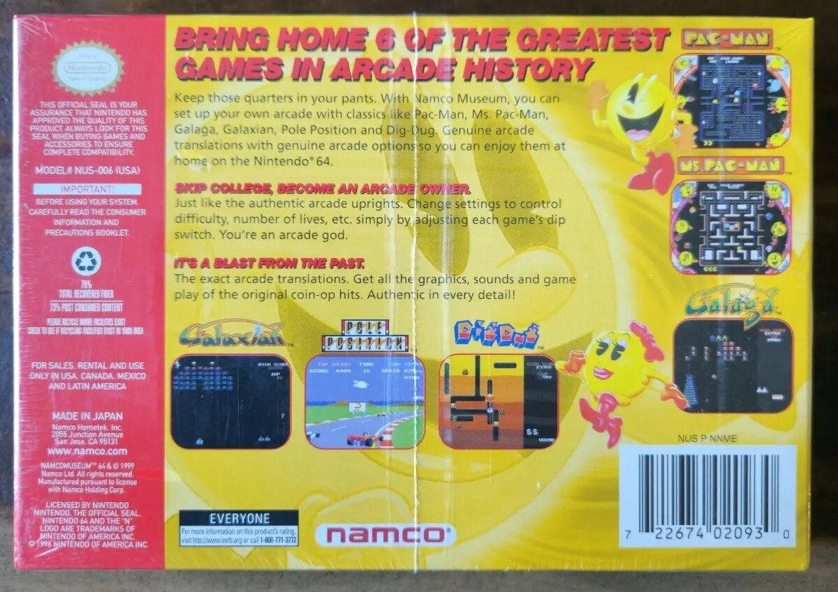 NINTENDO 64 - N64★NAMCO MUSEUM 64 海外版 北米版 端子清掃済 N64☆NAMCO MUSEUM 64 海外版 北米版 端子清掃済☆箱付・説明
