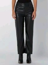 Badgley Mischka 5 Pocket Stretch Vegan Leather Pant Trousers, Black, Size 12