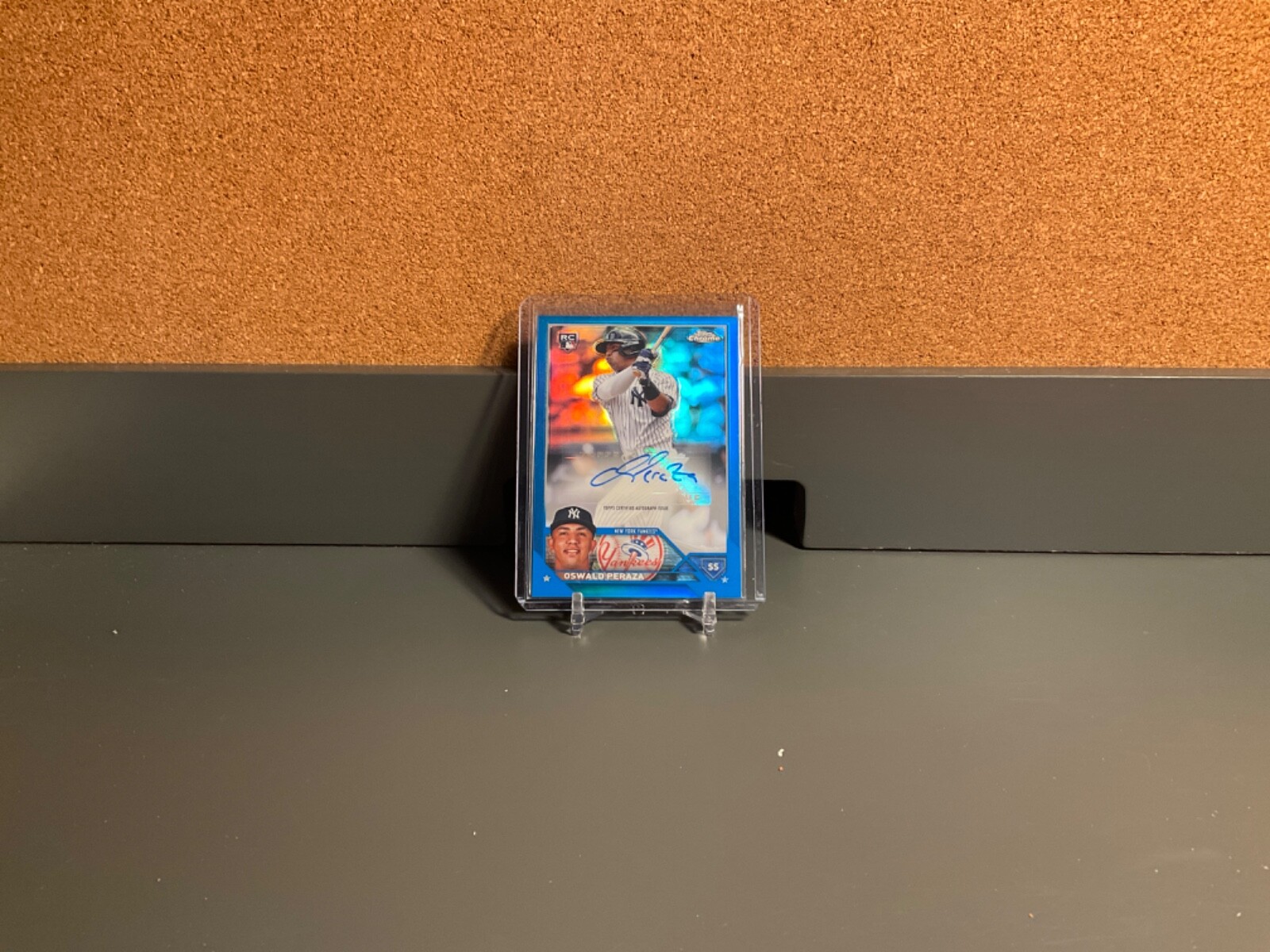 2023 Topps Chrome Update Series - Autographs Oswald Peraza #AC-OP Blue Refractor