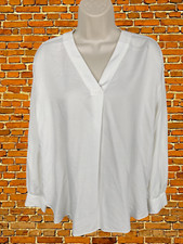 BNWT WOMENS UNIQLO SIZE MEDIUM M WHITE LONG SLEEVE V NECK TUNIC SHIRT BLOUSE TOP