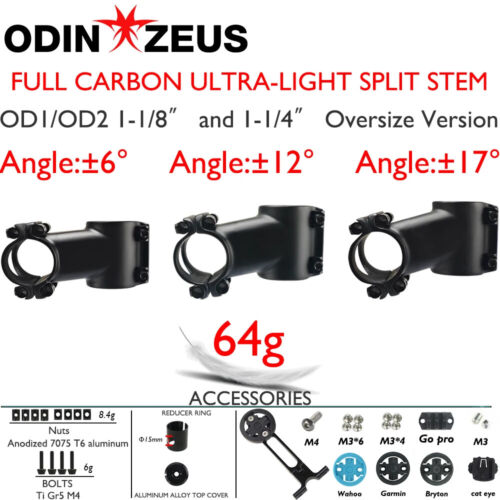 Road / Mountain Bike Carbon Stem 6° 12° 17° 60-120mm Fork Clamp Diameter 31.8mm - Picture 2 of 48