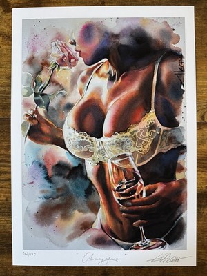 A3 LIMITED EDITION PRINT BY ELLECTRA - CHAMPAGNER - ROSEN, DESSOUS, SINNLICH