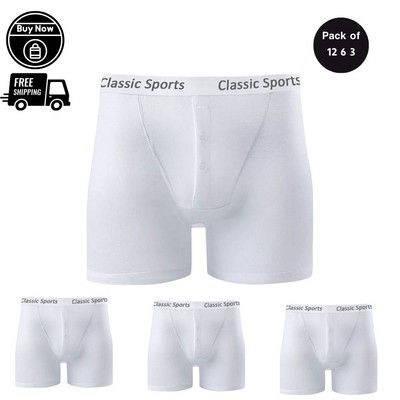 12 6 3er Pack Weiß Herren Boxershorts Baumwolle Trunks Comfort Fit Unterwäsche