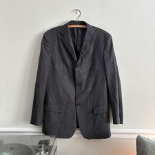 50 Jil Sander Herringbone Pure Wool 3 Button Blazer Geometric Pattern