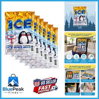 ICY-COOLS Penguin Purified Water Reusable Ice Packs 6 Pack (8.5 x 5.75) for