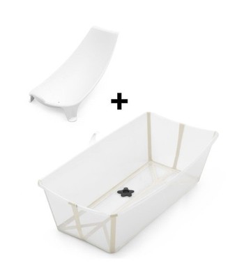 STOKKE Flexi Bath Extra Large Foldable Baby Bath Tub with Infant Insert - Beige