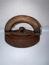 Antique WAPAK Cast Iron Sad Iron w/Wood Handle Rusty Crusty Functional Decor USA