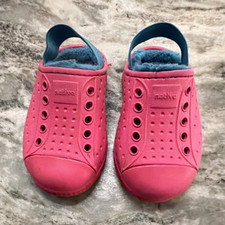 Native Shoes Jefferson Unisex Kids Clog Slip-On Faux Fur Lined Pink/Blue 5