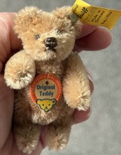 WOW VTG Mini Steiff Mohair Bear Caramel 3 W/ Chest tag, Button Flag All ID