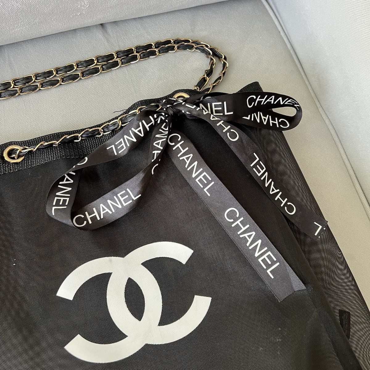 Chanel VIP Authentic Mesh Black Tote Bag Gold Chain Magnetic | eBay