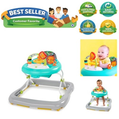 Zig Zag Zebra Baby Walker with Steering Wheel, Lights & Songs, Easy Fold Fram...