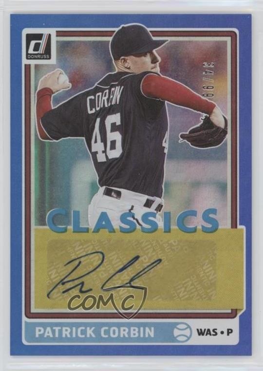 2020 Panini Donruss Classics Blue 34/99 Patrick Corbin #CA-PC Auto sh7