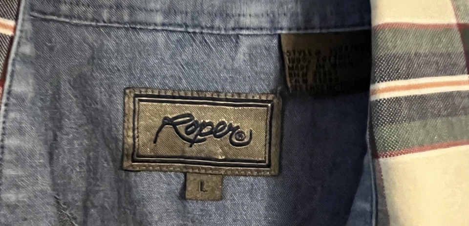 Roper - Camisa Occidental Tejida Manga Larga Multi Cuadros Gris Talla Grande para Niños Foto 4 de 4