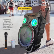 Portable 12-inch Karaoke Speaker with Powerful Sound, Wireless Microphone for