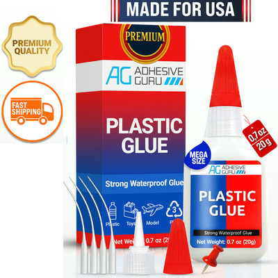 Adhesive Guru Plastic Glue (0.7 oz) Ultra Strong Super Glue for Repairs,