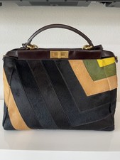 Fendi Multicolor Calfhair and Leather Large P...