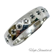Solid Pt900 Platinum Black Diamond Round Ring...