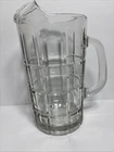 Vintage Anchor Hocking Glass Pitcher Tartan Manchester Heavy Clear 50 oz 9.5"H