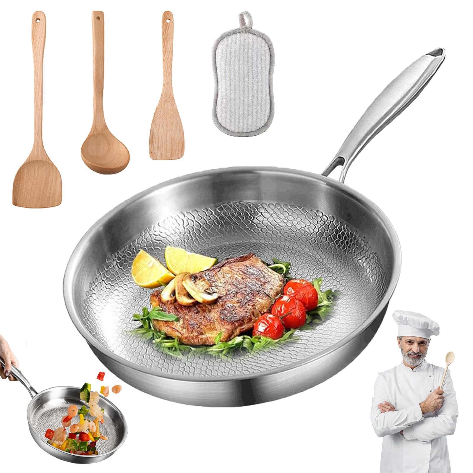 Padella in Titanio Martellato Professionale per Chef e Appassionati