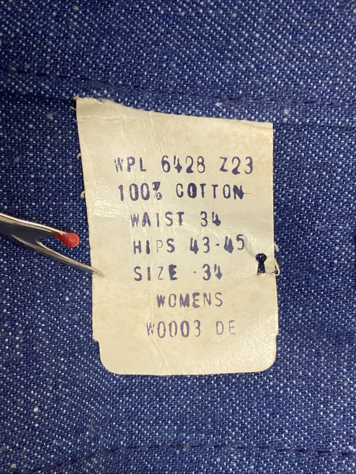 NWT Vintage 70s Wrangler Womens Size 34 Blue Bareback Scovill Zipper Made in USA image 10