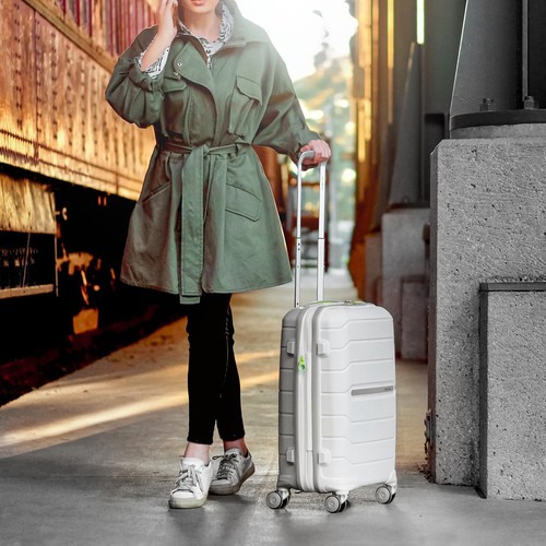 Samsonite Freeform 21" Carry-On Spinner Luggage, White/Grey - Picture 11 of 12