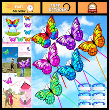Large Butterfly Kites 55" x 28" - 6 Pcs Colorful Outdoor Kites with 328ft String