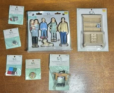 Mayberry Street Miniatures/Dollhouse Lot, Cupboard, Sewing Machine, People, Dog