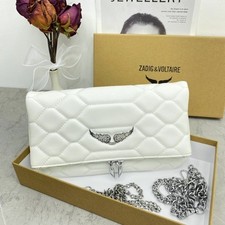 Zadig Voltaire Rock Wing White Quilted Leather Bag Chain Crossbody 24x15cm