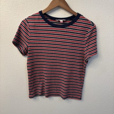 No Boundaries Retro Striped Multicolor Knit Top Junior's Size Large