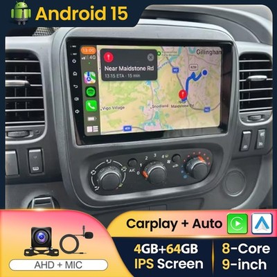 4+64GB Android 15 Carplay Autoradio Für Renault Trafic 3 Opel Vivaro B GPS Navi
