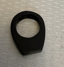 Vintage Boho Carved Black Ebony Ring Flat Domed Minimalist Solid Wood size 6.5