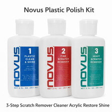 Novus Plastic Polish Kit 3 Step Scratch Remover Cleaner Acrylic Restore Shine