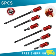 6pcs Quick Release Magnetic 1/4 Hex Shank Screwdriver Extension Holder Drill Bit