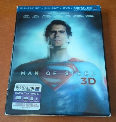 Man of Steel 3D Blu-ray Henry Cavill  Amy Adams  Michael Shannon  Kevin Costner