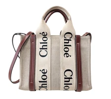 Chloe Woody Tote Shoulder Bag Linen