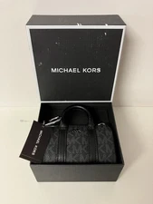 Michael Kors Micro Mini Duffel Key fob Keychain Black NWT IN BOX