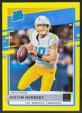 2020 Panini Donruss Justin Herbert Press Proof Yellow RC Chargers CG4