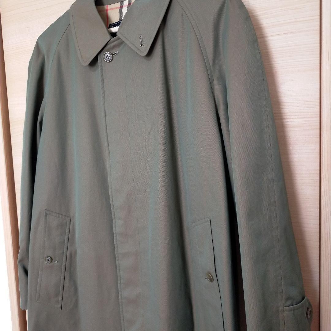 Burberry Balmacaan Trench Coat Plain Collared Khaki Iridescent Size L For Men thumbnail 6