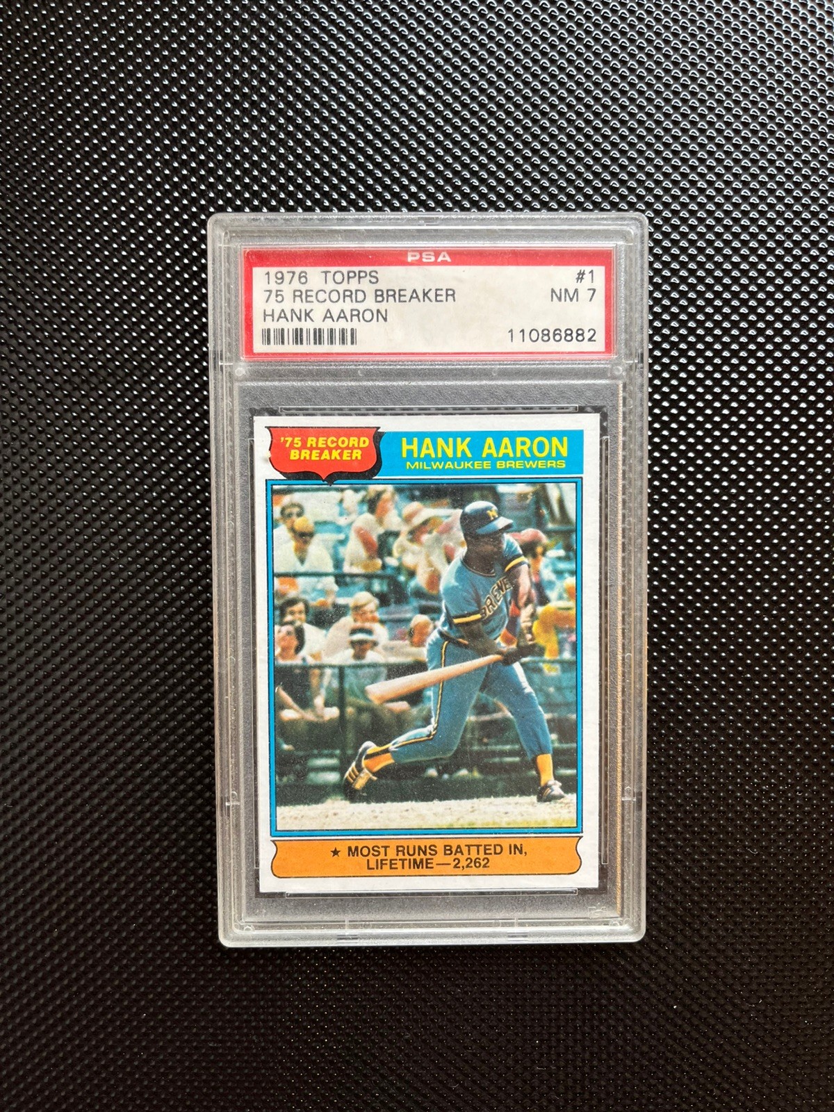 1976 Topps Baseball #1 HANK AARON Highlights PSA 7 NM 75 Record Breaker ⚾⚾