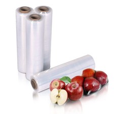 Clear Blown Hand Stretch Film Wrap 80 Gauge 4 Rolls 12 in x 1500 ft
