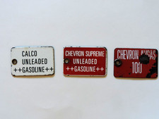 3 Vintage Chevron Aviation 100/Supreme Unleaded/ Calco Unleaded Gas Pump Tags