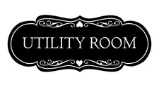  Designer Utility Room Sign () - Small Small (2" x 5") Black