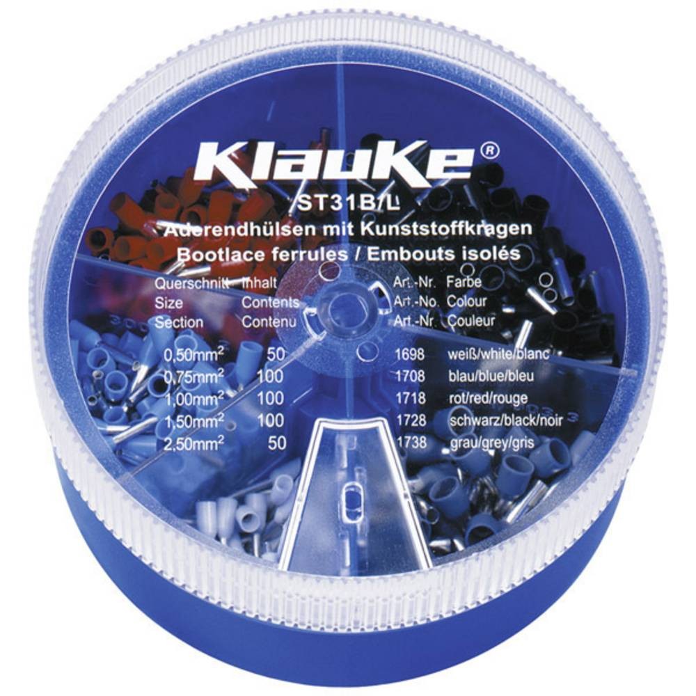 Embouts simples de précision Klauke ST31B boîtier de cosses haut de gamme 0.5 à 1.5 mm²