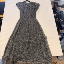 1 State Tiered Maxi Dress Womens Small Black White Floral Ruffle Boho