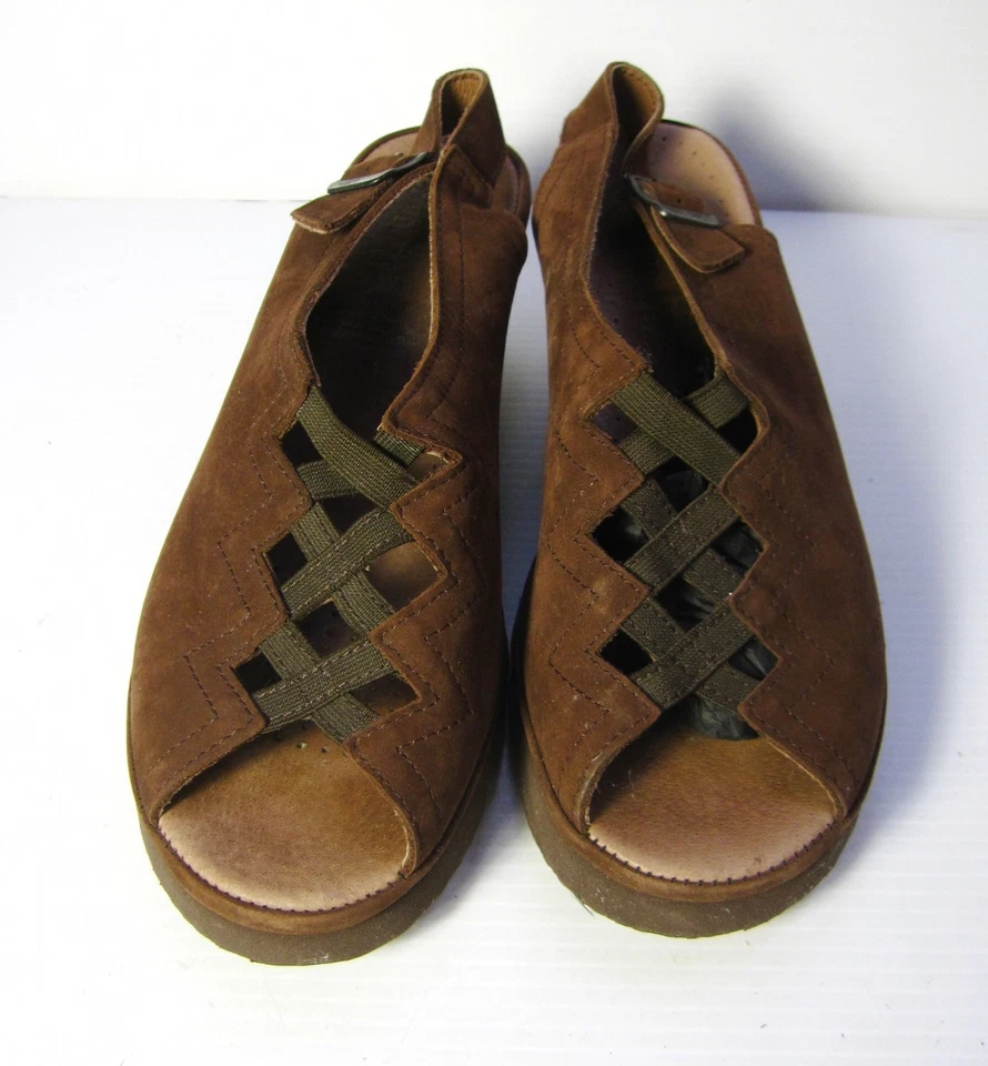 Spring Step SLINGBACK SHOES SIZE 41 open Toe Casual Comfort Brown Suede Sandal - Image 2 of 4
